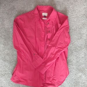 Bright Pink Button-Up Shirt Women's M